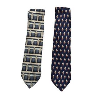 Lot of 2 Christian Dior Ties Blue and Gold RARE